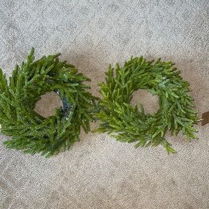 Handmade fake greenery wreath holiday decor set of 2